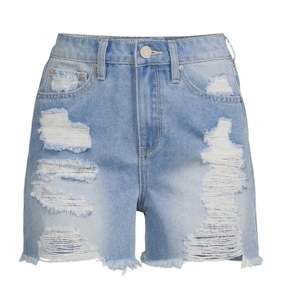 Indigo Rein Destructed Denim Shorts - Picture 2 of 9